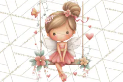 Valentine Fairy Clipart, PNG, Romantic Fairies With Hearts Product Image 5