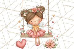 Valentine Fairy Clipart, PNG, Romantic Fairies With Hearts Product Image 2