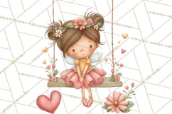 Valentine Fairy Clipart, PNG, Romantic Fairies With Hearts Product Image 2
