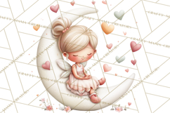 Valentine Fairy Clipart, PNG, Romantic Fairies With Hearts Product Image 3