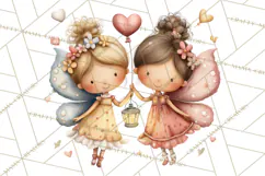 Valentine Fairy Clipart, PNG, Romantic Fairies With Hearts Product Image 3