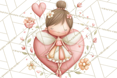 Valentine Fairy Clipart, PNG, Romantic Fairies With Hearts Product Image 3