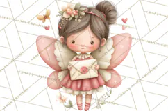Valentine Fairy Clipart, PNG, Romantic Fairies With Hearts Product Image 5