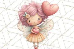 Valentine Fairy Clipart, PNG, Romantic Fairies With Hearts Product Image 2