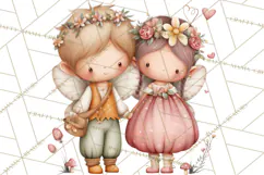 Valentine Fairy Clipart, PNG, Romantic Fairies With Hearts Product Image 3