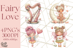 Valentine Fairy Clipart, PNG, Romantic Fairies With Hearts Product Image 1