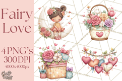 Valentine Fairy Clipart, PNG, Romantic Fairies With Hearts Product Image 1