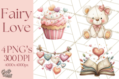 Valentine Fairy Clipart, PNG, Romantic Fairies With Hearts Product Image 1