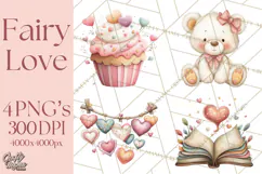 Valentine Fairy Clipart, PNG, Romantic Fairies With Hearts Product Image 1