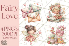 Valentine Fairy Clipart, PNG, Romantic Fairies With Hearts Product Image 1
