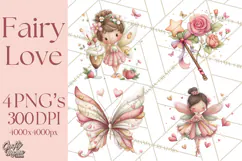 Valentine Fairy Clipart, PNG, Romantic Fairies With Hearts Product Image 1