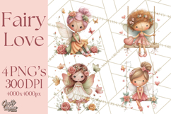 Valentine Fairy Clipart, PNG, Romantic Fairies With Hearts Product Image 1