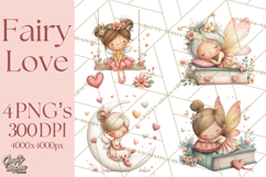 Valentine Fairy Clipart, PNG, Romantic Fairies With Hearts Product Image 1