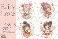 Valentine Fairy Clipart, PNG, Romantic Fairies With Hearts Product Image 1