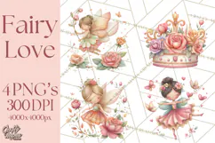Valentine Fairy Clipart, PNG, Romantic Fairies With Hearts Product Image 1