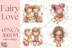 Valentine Fairy Clipart, PNG, Romantic Fairies With Hearts Product Image 1