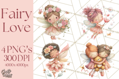 Valentine Fairy Clipart, PNG, Romantic Fairies With Hearts Product Image 1