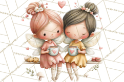 Valentine Fairy Clipart, PNG, Romantic Fairies With Hearts Product Image 5