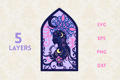 Floral Mandala Fairy with Moon - 5 SVG Layers Product Image 1