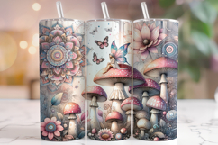 Mushroom Tumbler Wrap, Floral Tumbler Wrap, Fairy Tumbler Product Image 1
