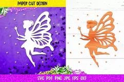 Fairy Silhouette Paper Cut SVG, Fairy with Wings SVG Product Image 5