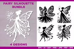 Flower Fairy Silhouette SVG. Floral Fairy. Spring Fairy SVG Product Image 1