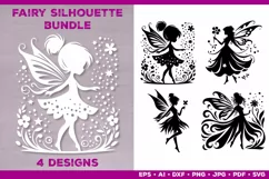 Flower Fairy Silhouette SVG. Floral Fairy. Spring Fairy SVG Product Image 1