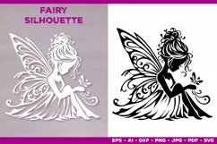 Flower Fairy Silhouette SVG. Floral Fairy. Spring Fairy SVG Product Image 2