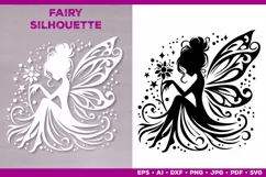 Flower Fairy Silhouette SVG. Floral Fairy. Spring Fairy SVG Product Image 1