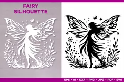 Flower Fairy Silhouette SVG. Floral Fairy. Spring Fairy SVG Product Image 1