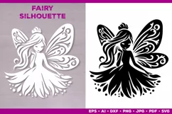Flower Fairy Silhouette SVG. Floral Fairy. Spring Fairy SVG Product Image 2