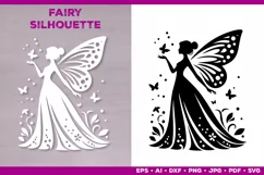 Flower Fairy Silhouette SVG. Floral Fairy. Spring Fairy SVG Product Image 3