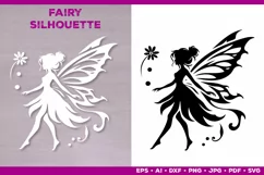 Flower Fairy Silhouette SVG. Floral Fairy. Spring Fairy SVG Product Image 3