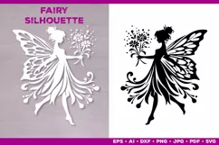 Flower Fairy Silhouette SVG. Floral Fairy. Spring Fairy SVG Product Image 2