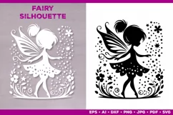 Flower Fairy Silhouette SVG. Floral Fairy. Spring Fairy SVG Product Image 2