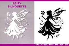 Flower Fairy Silhouette SVG. Floral Fairy. Spring Fairy SVG Product Image 2