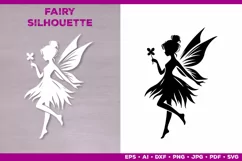 Flower Fairy Silhouette SVG. Floral Fairy. Spring Fairy SVG Product Image 3