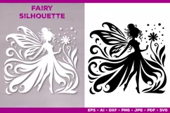 Flower Fairy Silhouette SVG. Floral Fairy. Spring Fairy SVG Product Image 4