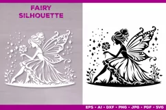 Flower Fairy Silhouette SVG. Floral Fairy. Spring Fairy SVG Product Image 2
