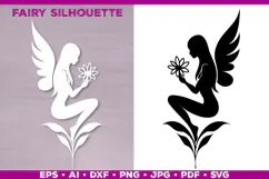 Flower Fairy Silhouette SVG. Floral Fairy. Spring Fairy SVG Product Image 1