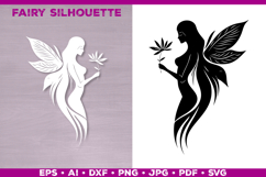 Flower Fairy Silhouette SVG. Floral Fairy. Spring Fairy SVG Product Image 1