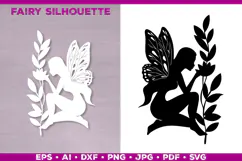 Flower Fairy Silhouette SVG. Floral Fairy. Spring Fairy SVG Product Image 1