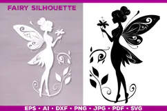 Flower Fairy Silhouette SVG. Floral Fairy. Spring Fairy SVG Product Image 1