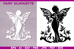 Flower Fairy Silhouette SVG. Floral Fairy. Spring Fairy SVG Product Image 1