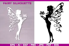 Flower Fairy Silhouette SVG. Floral Fairy. Spring Fairy SVG Product Image 1