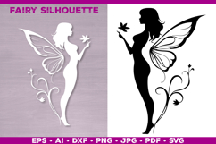 Flower Fairy Silhouette SVG. Floral Fairy. Spring Fairy SVG Product Image 1