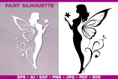 Flower Fairy Silhouette SVG. Floral Fairy. Spring Fairy SVG Product Image 1