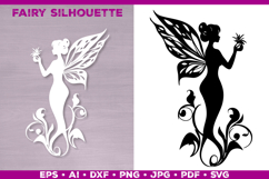 Flower Fairy Silhouette SVG. Floral Fairy. Spring Fairy SVG Product Image 1