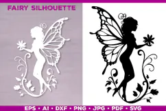 Flower Fairy Silhouette SVG. Floral Fairy. Spring Fairy SVG Product Image 2