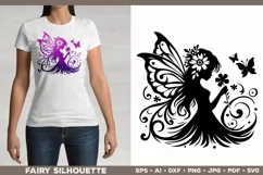 Flower Fairy Silhouette SVG. Floral Fairy. Spring Fairy SVG Product Image 2